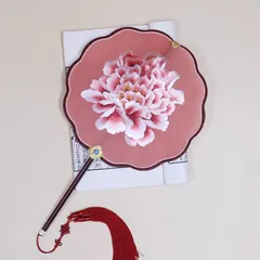 Women's Traditional Handmade Double-Sided Silk Wedding Fan, Chinese Vintage Bridal Fan 3