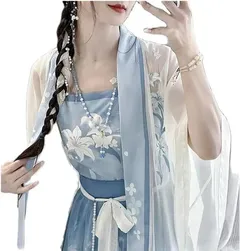 Large Size 8XL Chinese Hanfu Women Traditional Cosplay Costume Song Dynasty Summer Blue Hanfu 3pcs Suit 1