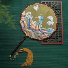 Women's Traditional Handmade Double-Sided Silk Wedding Fan, Chinese Vintage Bridal Fan 1