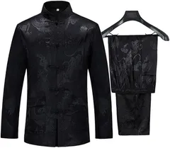 Tang Suit Men Hanfu Chinese Traditional Clothes Kung Fu Shirt Uniform Long Sleeved Coat Tops and Pants 3