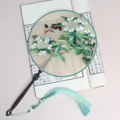 Ladies Double-Sided Silk Round Fan with Tassels, Chinese Palace Style Accessory, Elegant Gift 2