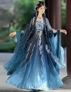 Womens Hanfu Dress Chinese Tang Dynasty Embroidered Hezi Skirt Traditional Ancient Han Costume Fairy Skirt 3