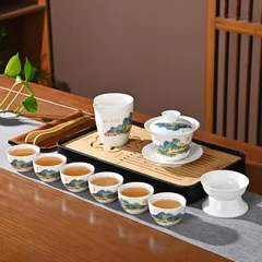 Chinese Tea Set Traditional, Chinese Kung Fu Tea Set for Adults, Gaiwan Tea Set with 6 Cups 2