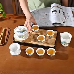 Chinese Tea Set Traditional, Chinese Kung Fu Tea Set for Adults, Gaiwan Tea Set with 6 Cups 3