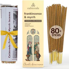 Church Frankincense and Myrrh Incense - 80 Sticks, Charcoal Free, Handmade from Upcycled Flowers, Spiritual Healing Incense 1