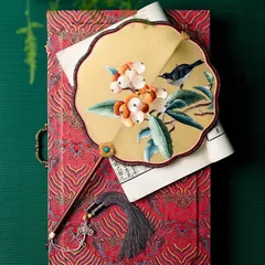 Women's Traditional Handmade Double-Sided Silk Wedding Fan, Chinese Vintage Bridal Fan 2