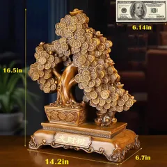 FENGSHUI-CAISHEN Top Resin Money Tree, Artificial Bonsai Tree, Handcrafted, Premium Quality, Feng Shui Gift for Abundance Luck and Success 4