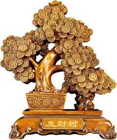 FENGSHUI-CAISHEN Top Resin Money Tree, Artificial Bonsai Tree, Handcrafted, Premium Quality, Feng Shui Gift for Abundance Luck and Success 2