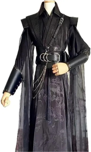 Male Halloween Carnival Cosplay Costume Adult Chinese Vintage Hanfu Black Sets Gothic Party Outfit