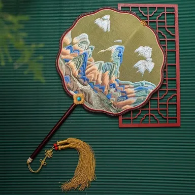 Women's Traditional Handmade Double-Sided Silk Wedding Fan, Chinese Vintage Bridal Fan