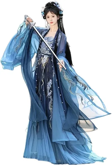 Womens Hanfu Dress Chinese Tang Dynasty Embroidered Hezi Skirt Traditional Ancient Han Costume Fairy Skirt