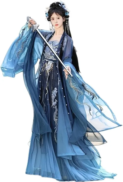Womens Hanfu Dress Chinese Tang Dynasty Embroidered Hezi Skirt Traditional Ancient Han Costume Fairy Skirt